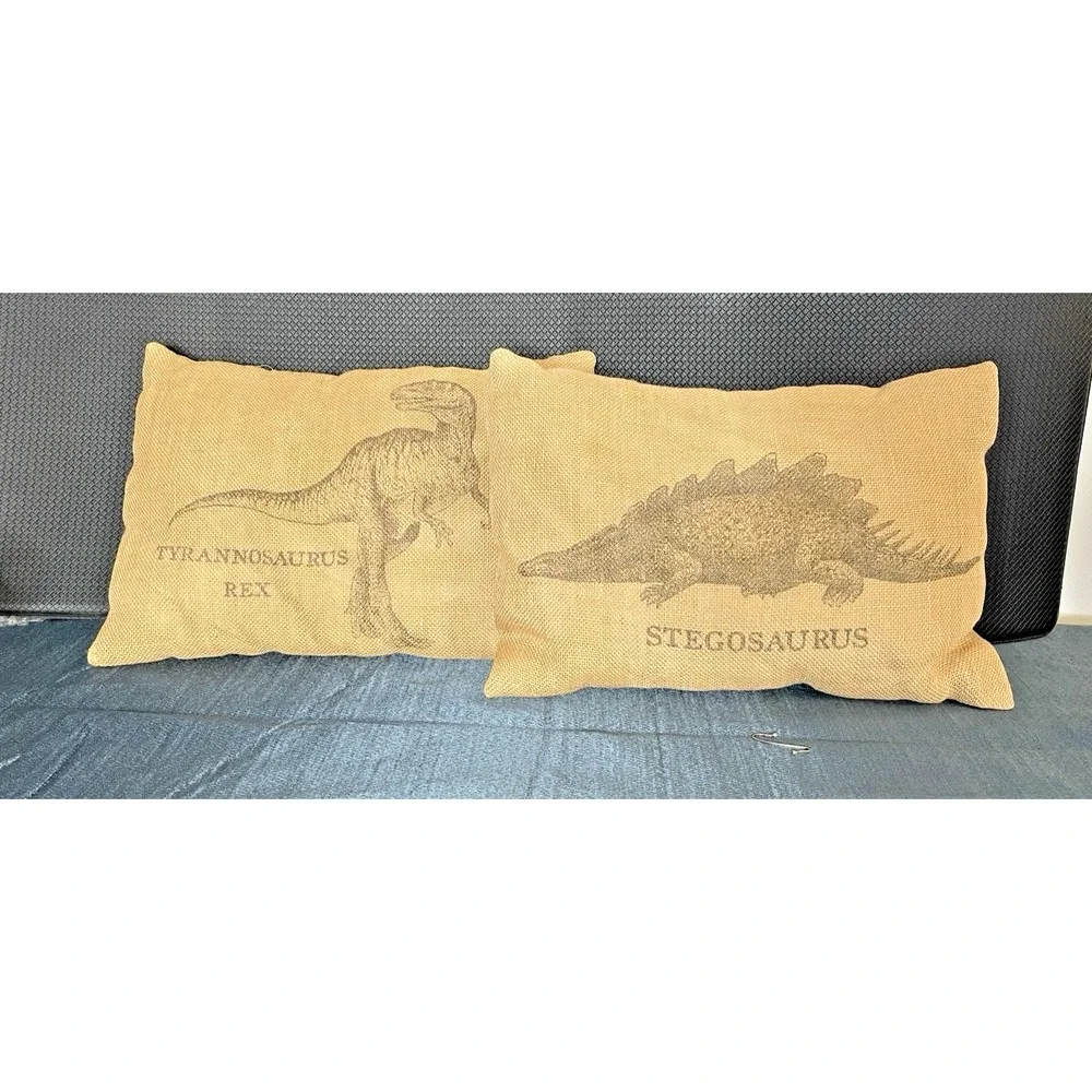 Dinosaur Pillows lot of 2 11x16in T-REX, STEGOSAURUS Kids Teens Room